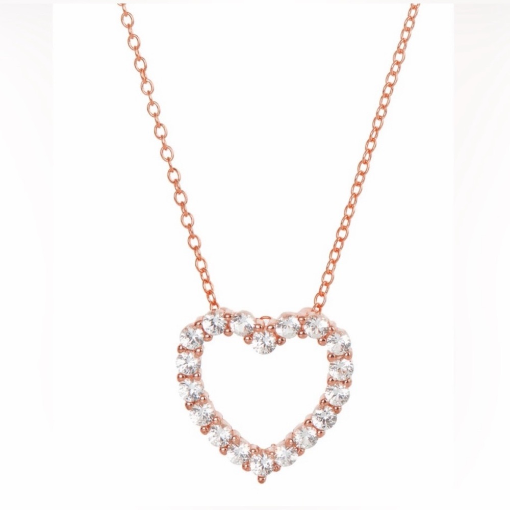 Savvy Cie 18K Rose Gold Vermeil Sapphire Heart Necklace